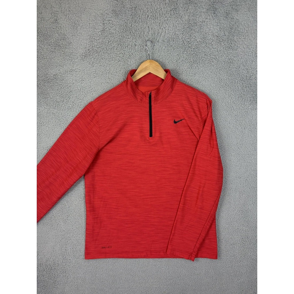 Nike Dri-FIT Pullover Mens Medium Red 1/4 Zip Long Sleeve Athletic Top Training